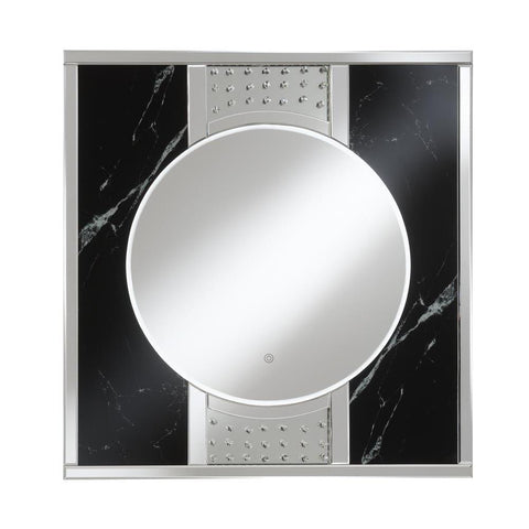 Carter Square LED Wall Mirror Silver and Black