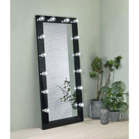 Zayan Full Length Floor Mirror With Lighting Black High Gloss