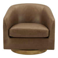 Oscy Leather Swivel Chair Tan