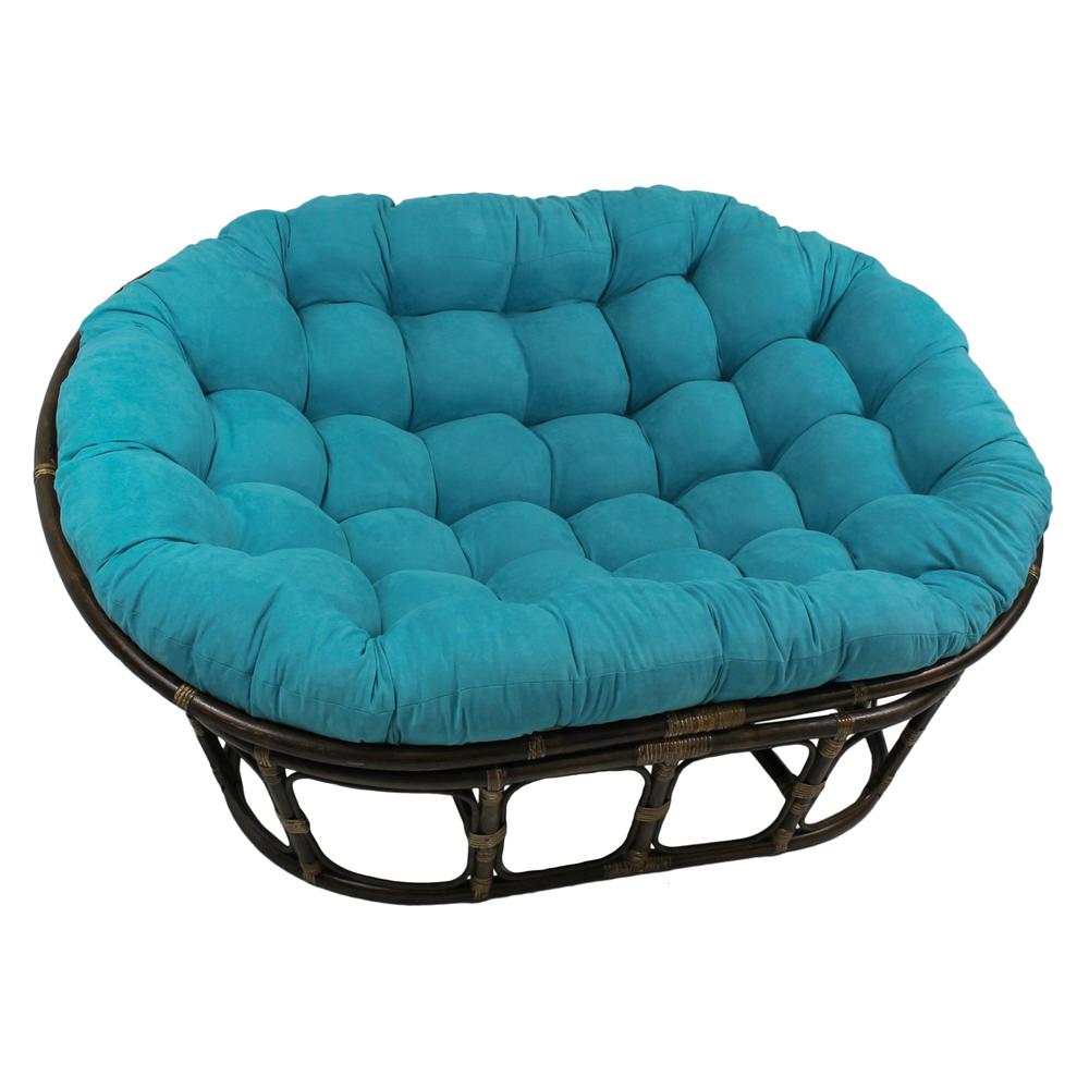 Rattan Double Papasan  Chair with Microsuede Cushion