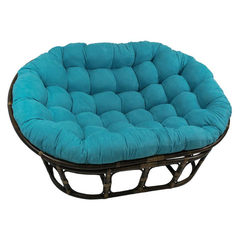 Rattan Double Papasan  Chair with Microsuede Cushion