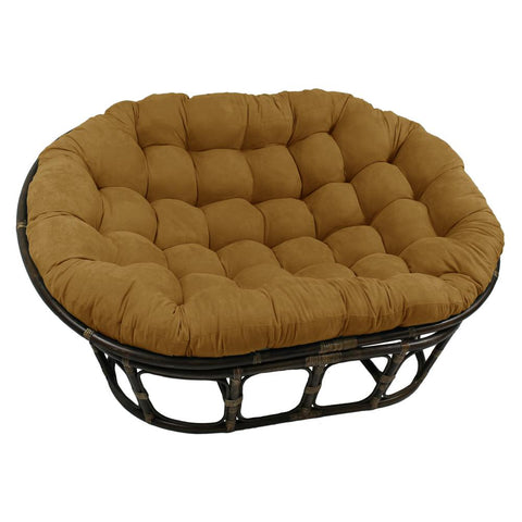 Rattan Double Papasan  Chair with Microsuede Cushion