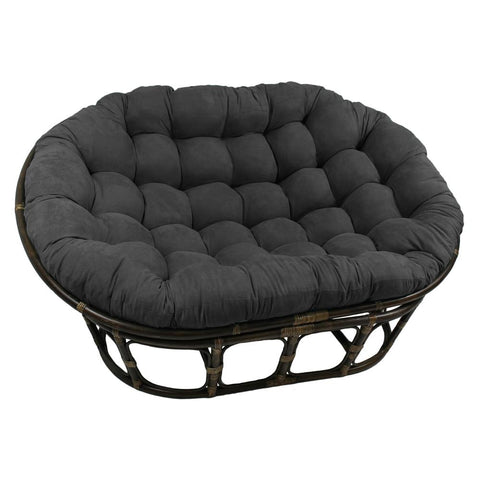 Rattan Double Papasan  Chair with Microsuede Cushion