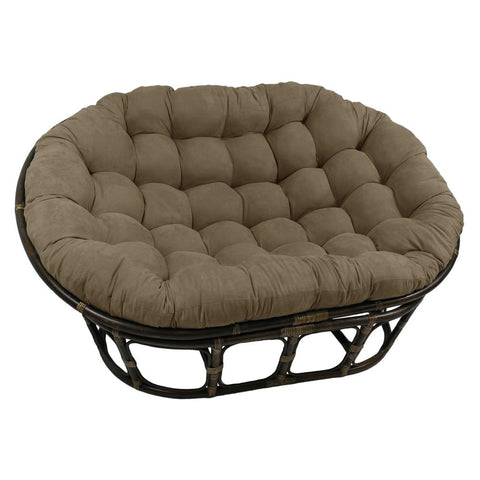 Rattan Double Papasan  Chair with Microsuede Cushion