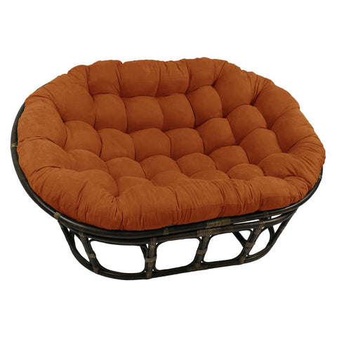 Rattan Double Papasan  Chair with Microsuede Cushion