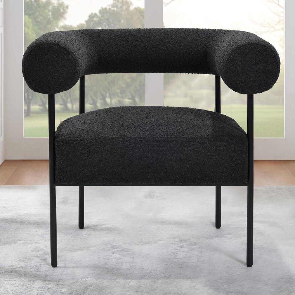 Shena Black Boucle Fabric with Black Leg Accent Chair