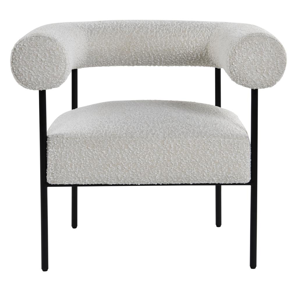 Shena Cream Boucle Fabric with Black Leg Accent Chair