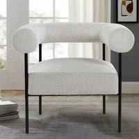 Shena Cream Boucle Fabric with Black Leg Accent Chair