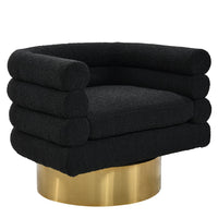 Sophos Black Boucle Fabric with Gold Base Swivel Accent Chair