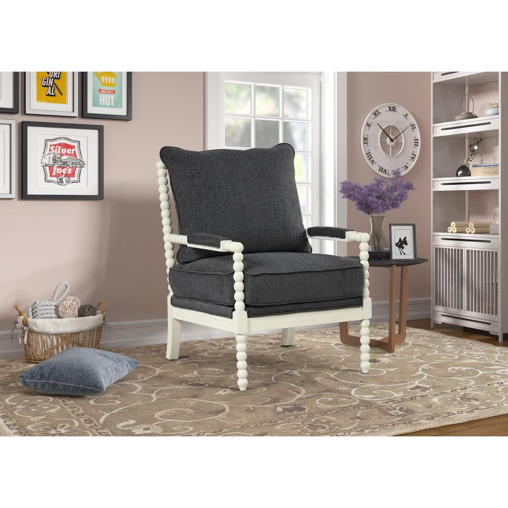 Jewell Fabric Accent Chair Charcoal, Off White Frame