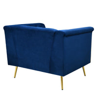 Ninian Blue Velvet with Gold Accent Chair