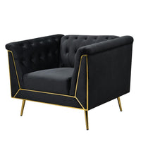 Ninian Black Velvet with Gold Accent Chair