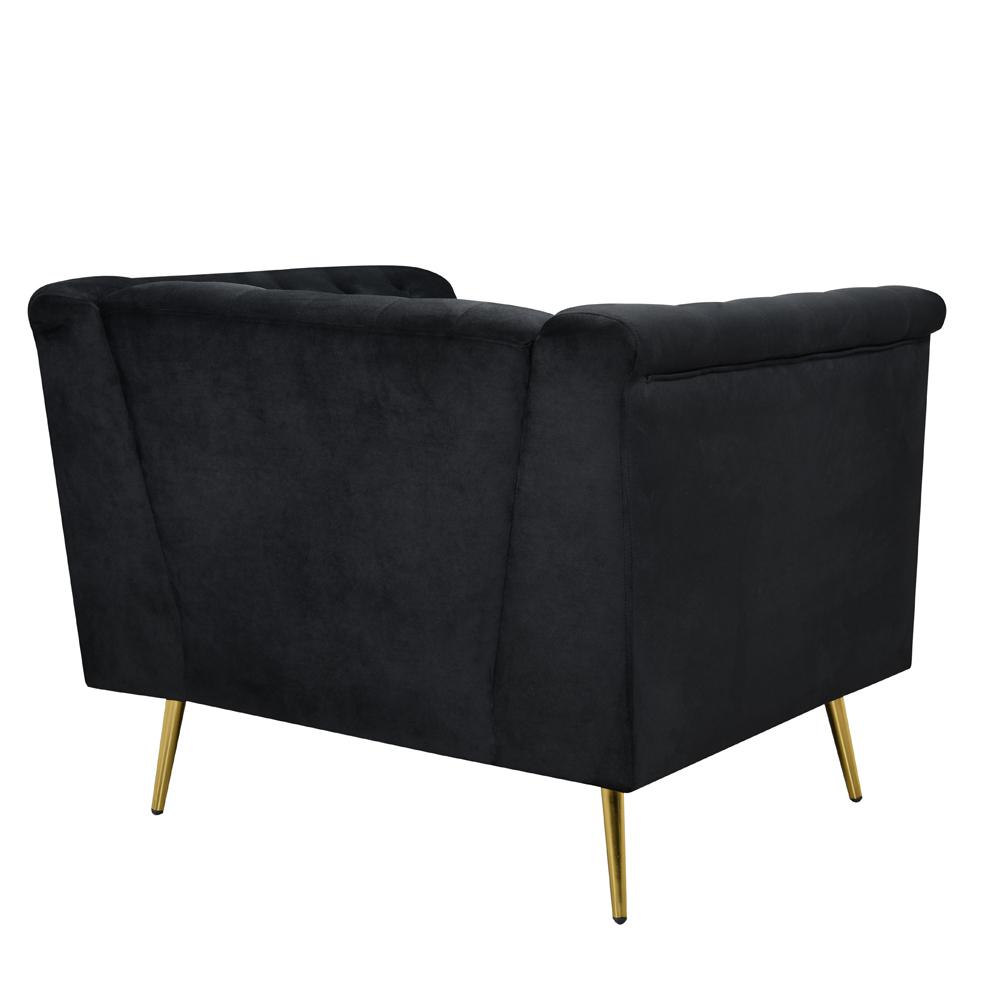 Ninian Black Velvet with Gold Accent Chair