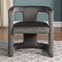 Jaroslava Dark Grey Velvet Accent Chair, Set of 1