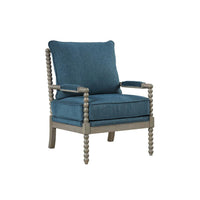 Jewell Fabric Accent Chair Aegean Blue, Antique Grey Frame