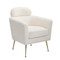 Accent chair with white vegan (faux) fur and gold chrome legs