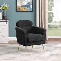 Accent chair with black vegan (faux) fur and gold chrome legs