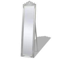 vidaXL Free-Standing Mirror Baroque Style 63"x15.7" Silver, 243693