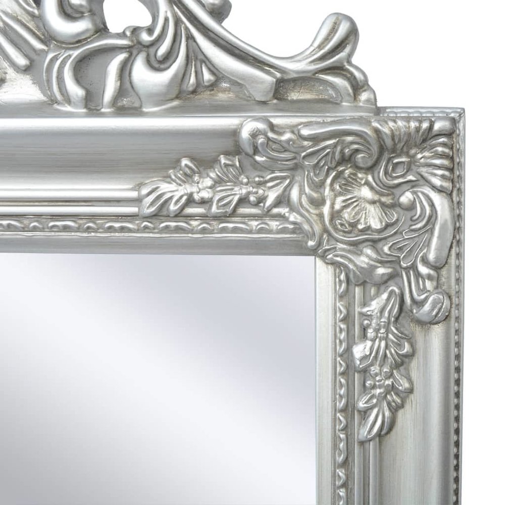 vidaXL Free-Standing Mirror Baroque Style 63"x15.7" Silver, 243693