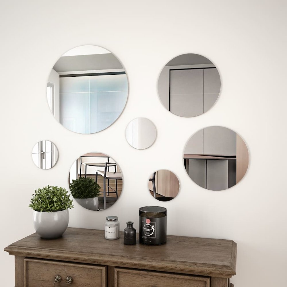 vidaXL 7 Piece Wall Mirror Set Round Glass, 245692