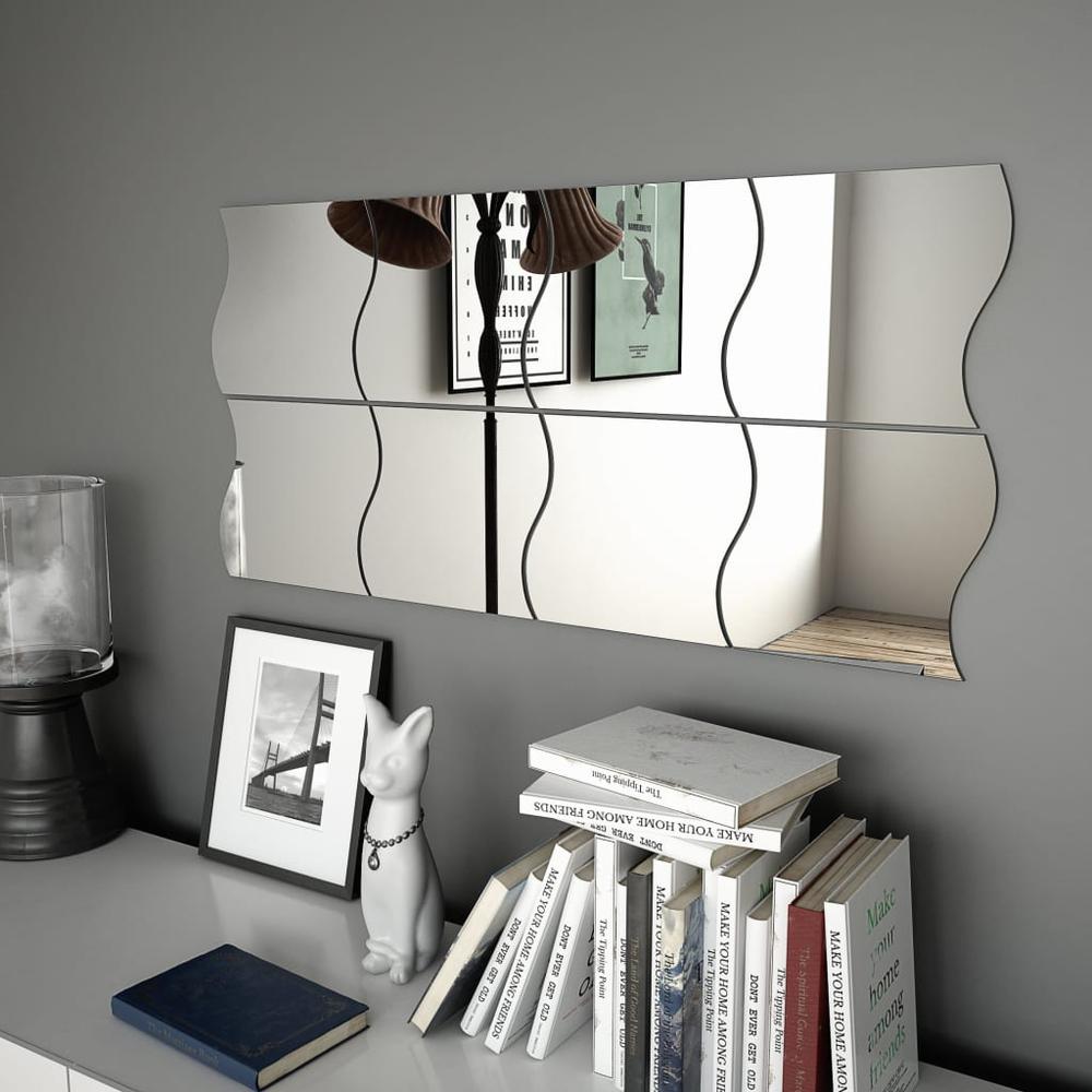 vidaXL Wall Mirrors 8 pcs 7.9"x7.9" Wave Glass, 245693