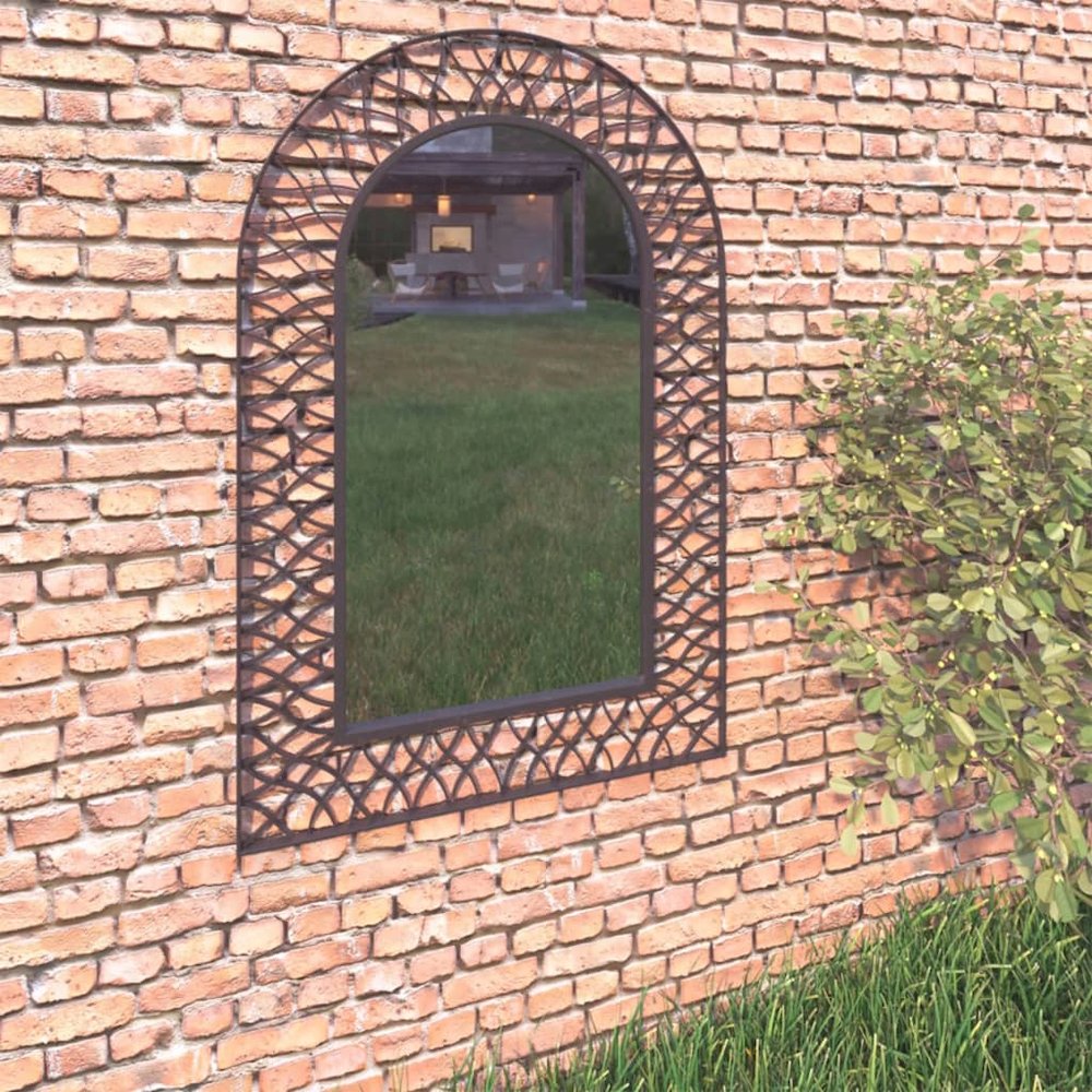 vidaXL Garden Wall Mirror Arched 19.6"x31.4" Black, 275607