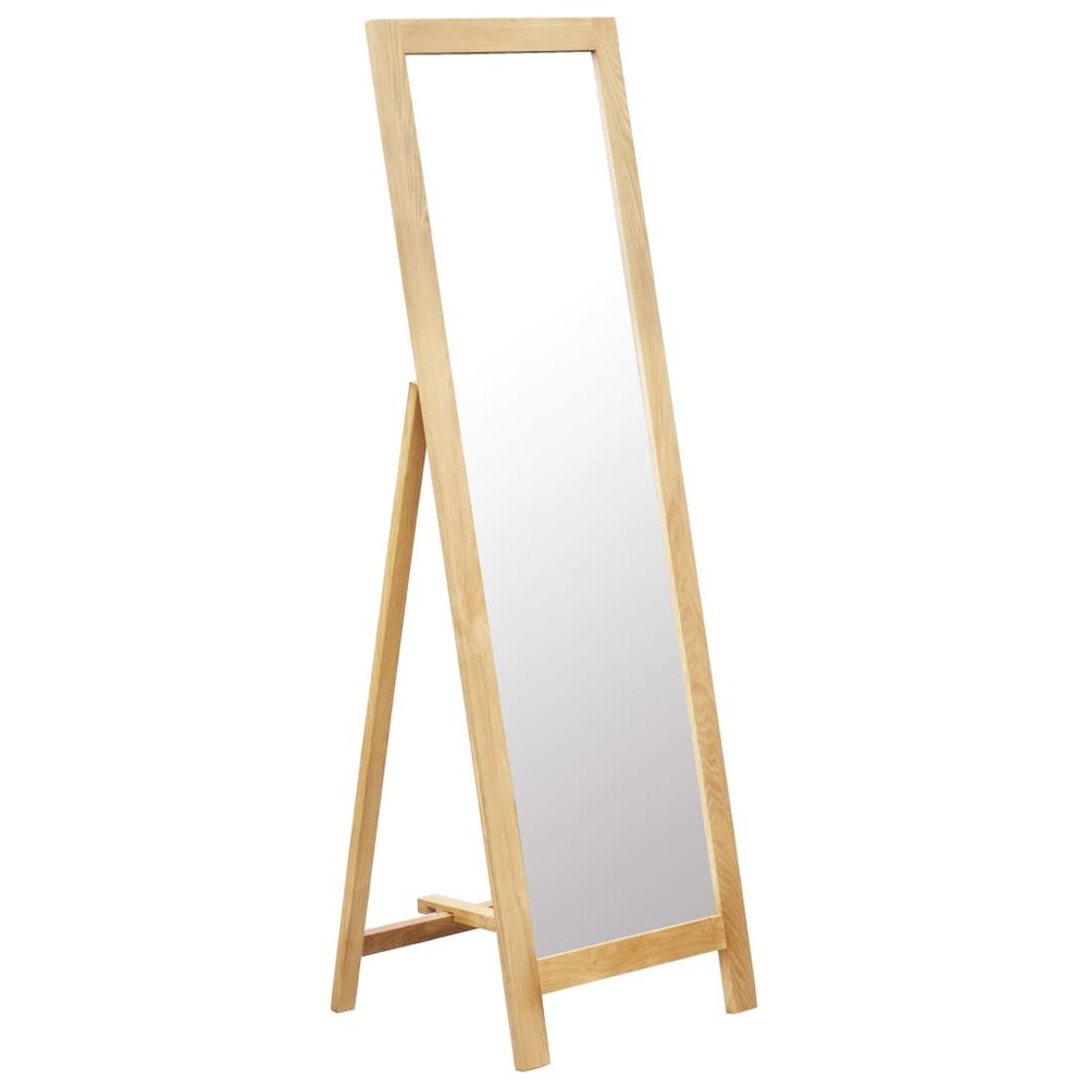 vidaXL Freestanding Mirror 18.8"x18.3"x59" Solid Oak Wood, 247454