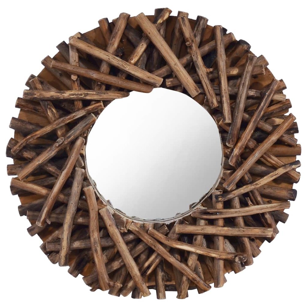 vidaXL Wall Mirror 15.7" Teak Round, 288801