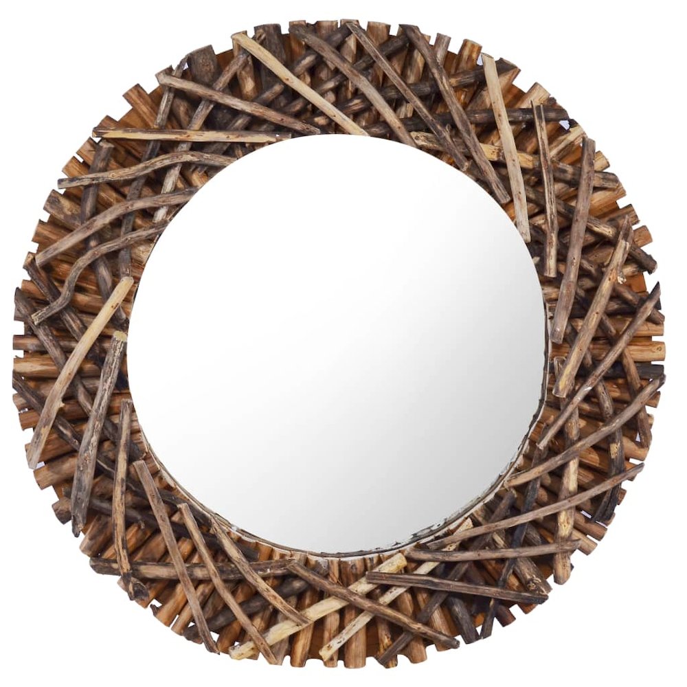 vidaXL Wall Mirror 23.6" Teak Round, 288802