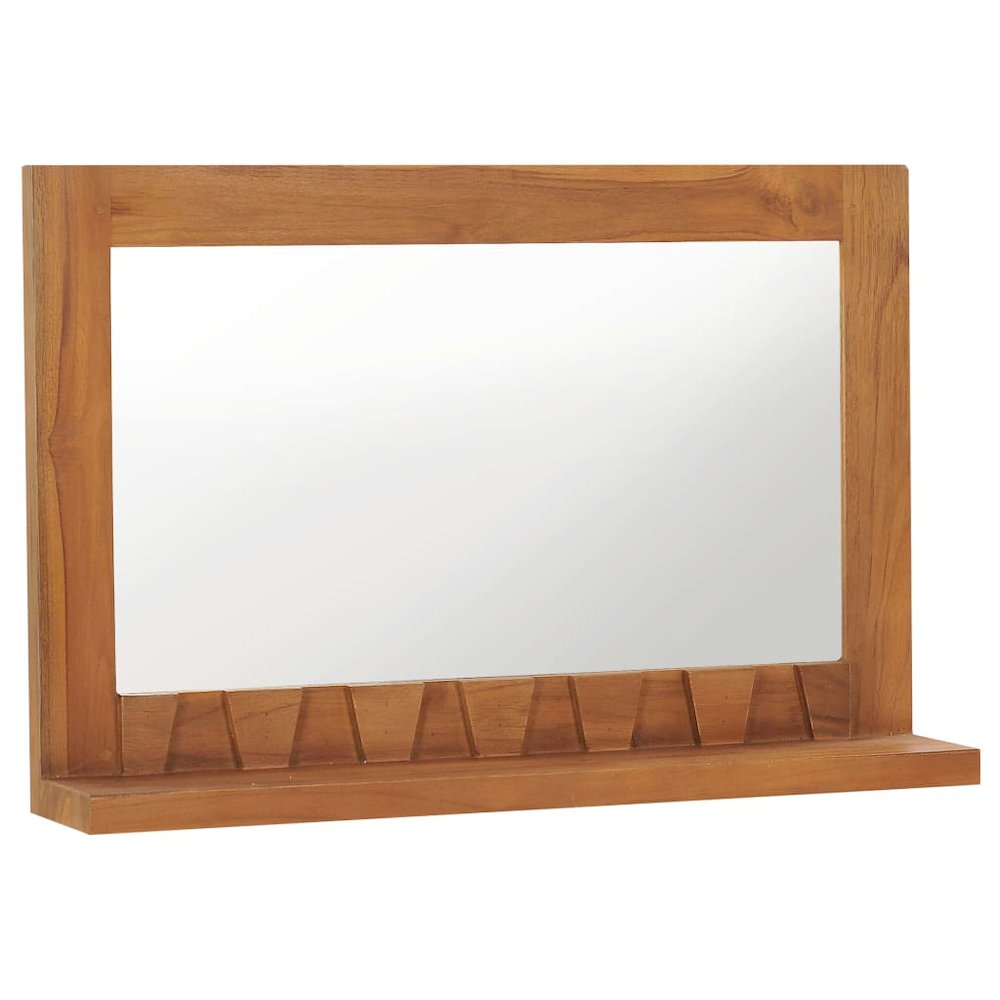 vidaXL Wall Mirror with Shelf 23.6"x4.7"x15.7" Solid Teak Wood, 289071