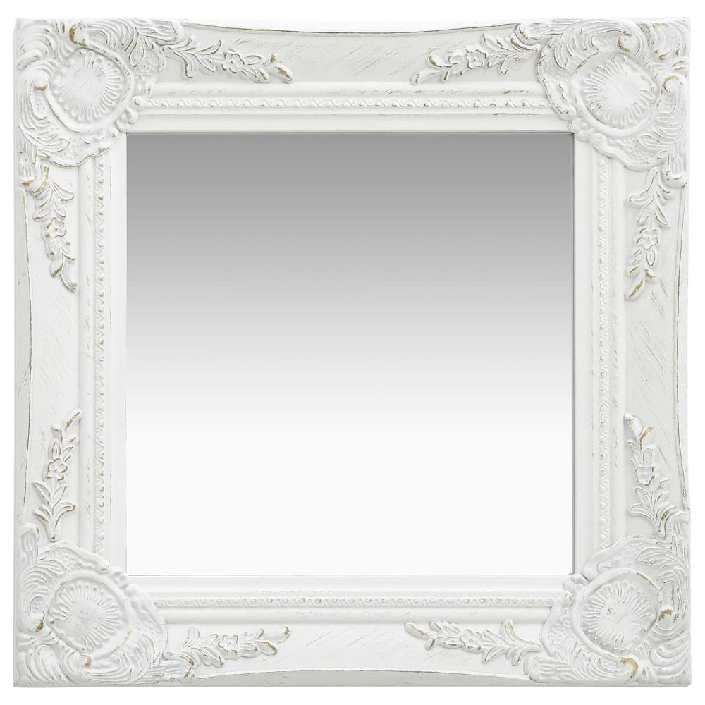 vidaXL Wall Mirror Baroque Style15.7"x15.7" White, 320304