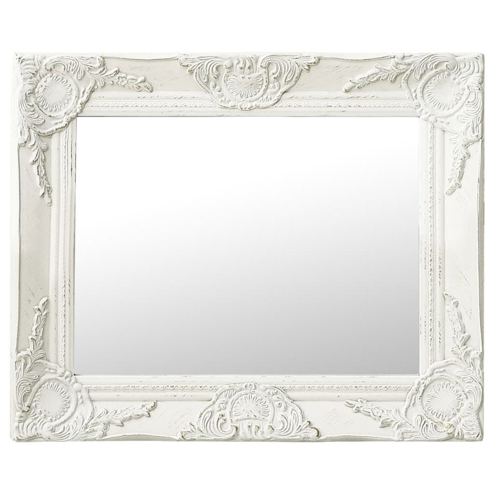 Wall Mirror Baroque Style 19.7"x15.7" White