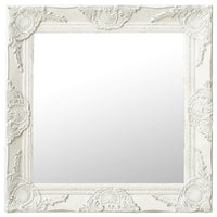 Wall Mirror Baroque Style 19.7"x19.7" White