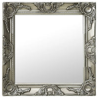 Wall Mirror Baroque Style 19.7"x19.7" Silver