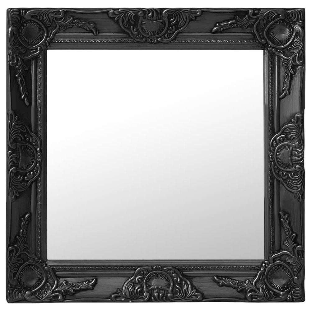 Wall Mirror Baroque Style 19.7"x19.7" Black