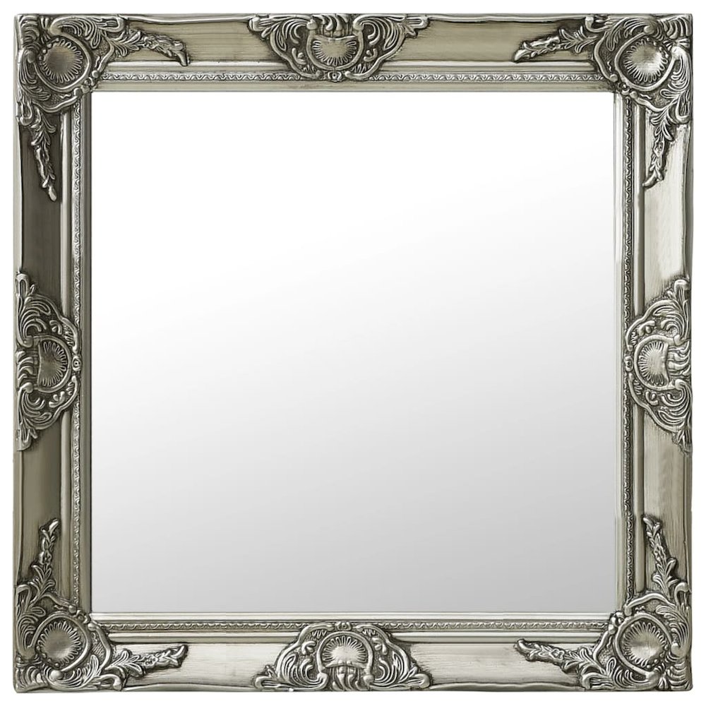 Wall Mirror Baroque Style 23.6"x23.6" Silver