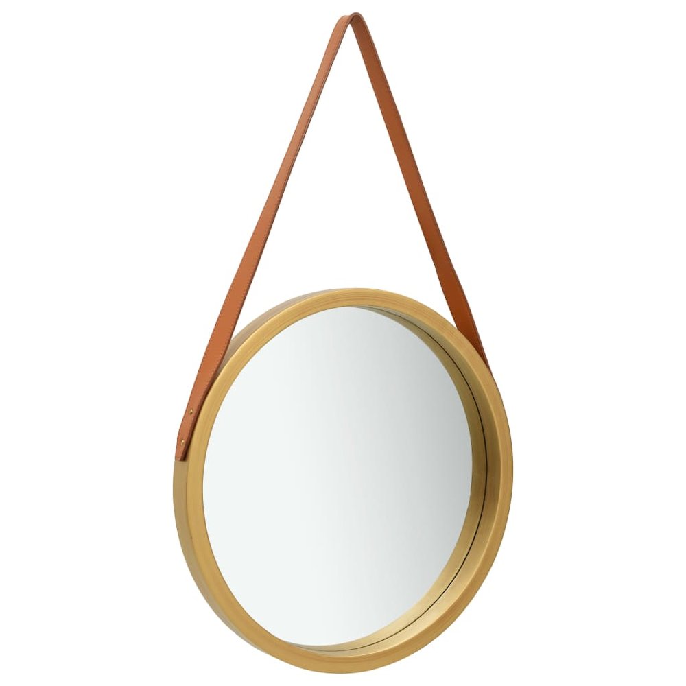 vidaXL Wall Mirror with Strap 15.7" Gold, 320361