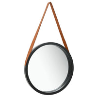 vidaXL Wall Mirror with Strap 15.7" Black, 320363