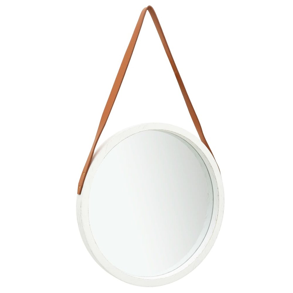 vidaXL Wall Mirror with Strap 16.7" White, 320364