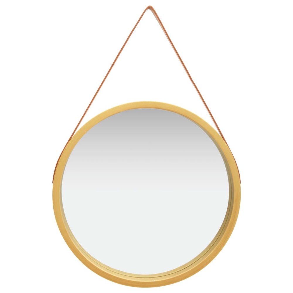 vidaXL Wall Mirror with Strap 23.6" Gold, 320369