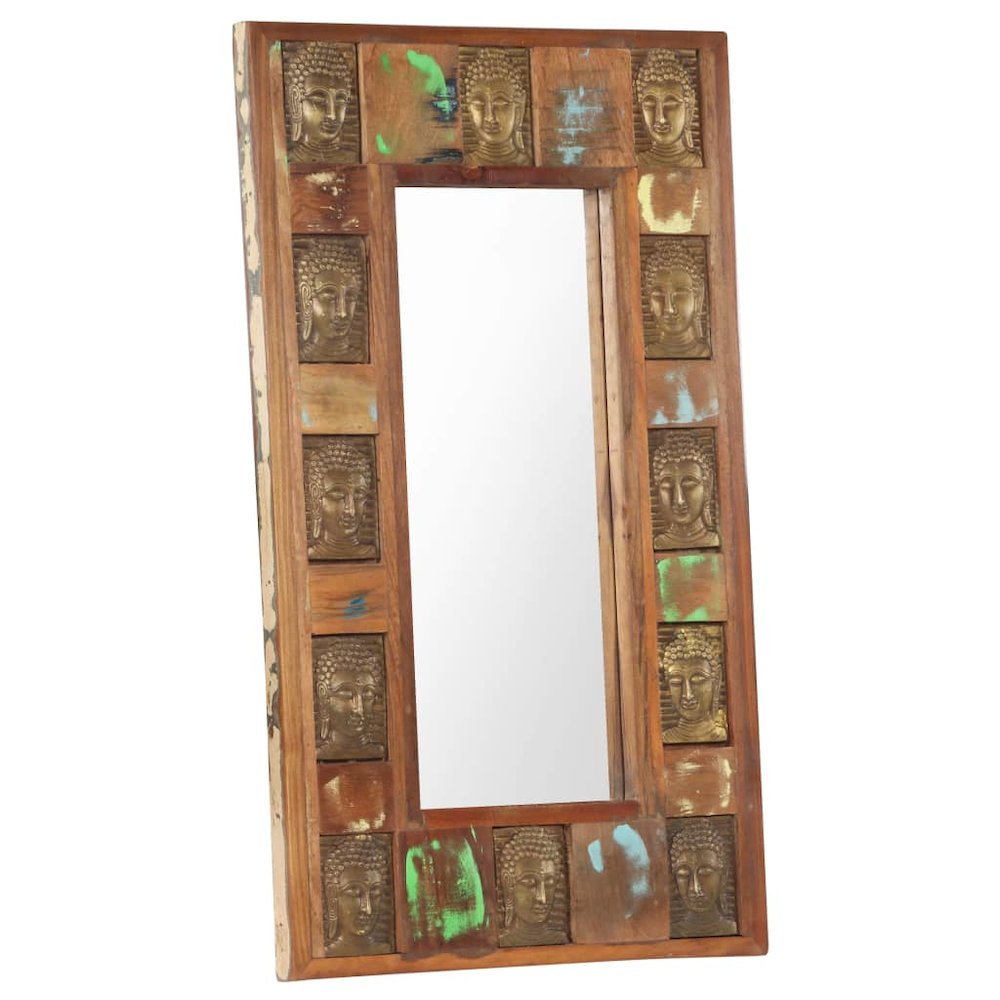 vidaXL Mirror with Buddha Cladding 19.7"x31.5" Solid Reclaimed Wood, 321815