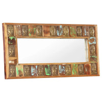 vidaXL Mirror with Buddha Cladding 43.3"x19.7" Solid Reclaimed Wood, 321816