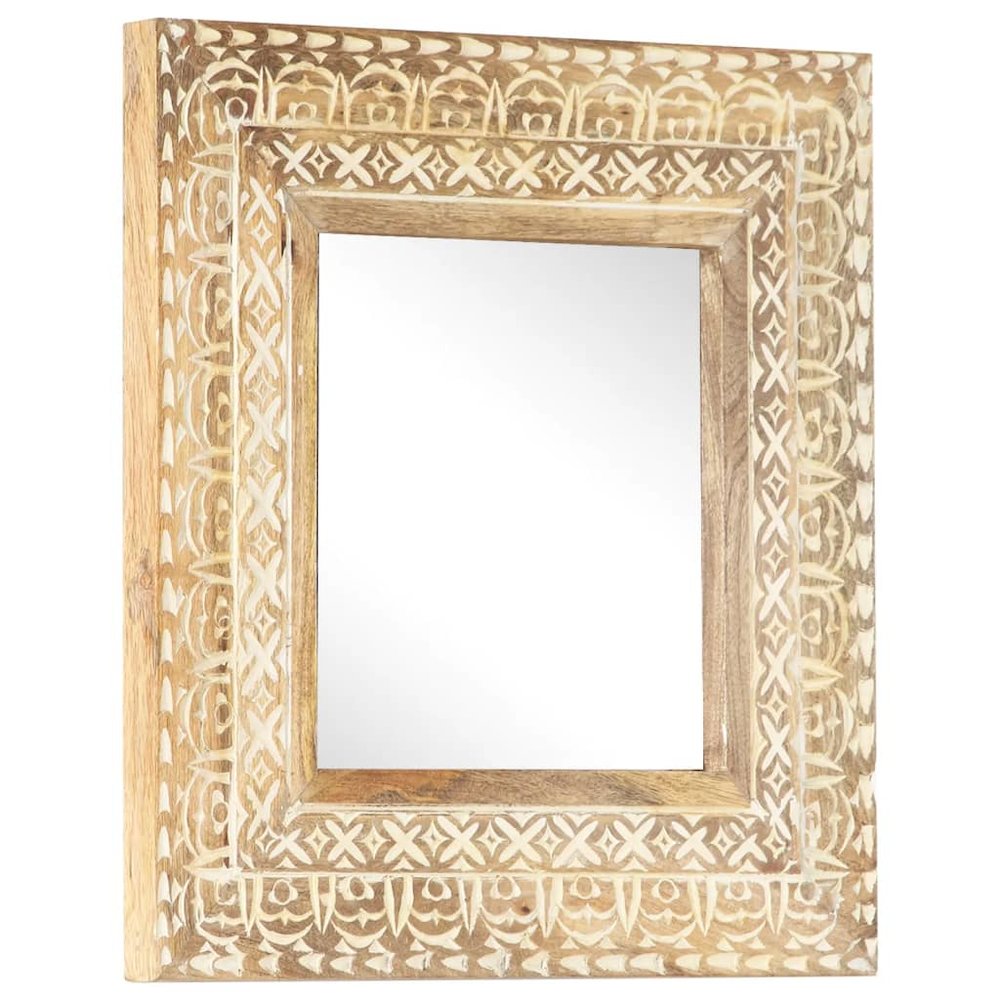 vidaXL Hand-Carved Mirror 19.7"x19.7"x1" Solid Mango Wood