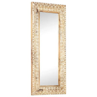 vidaXL Hand-Carved Mirror 43.3"x19.7"x1" Solid Mango Wood