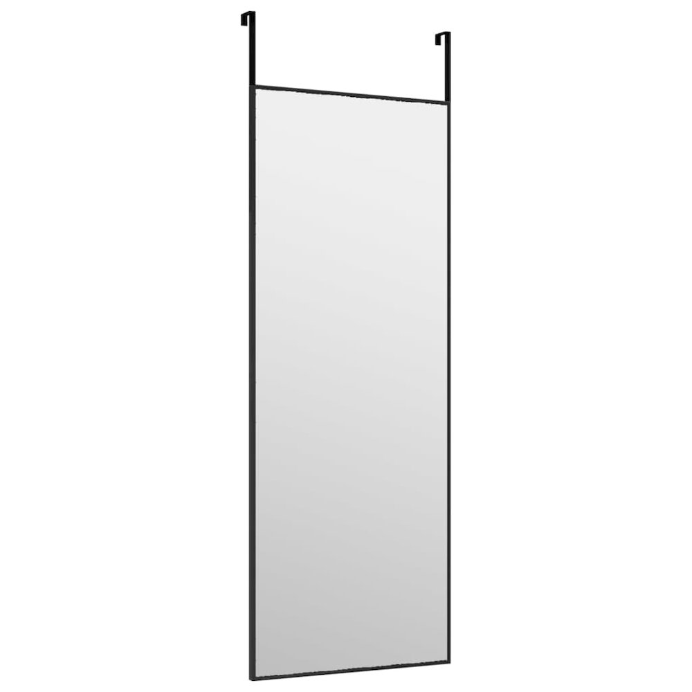 Door Mirror Black 11.8"x31.5" Glass and Aluminum