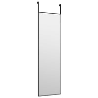 Door Mirror Black 11.8"x39.4" Glass and Aluminum