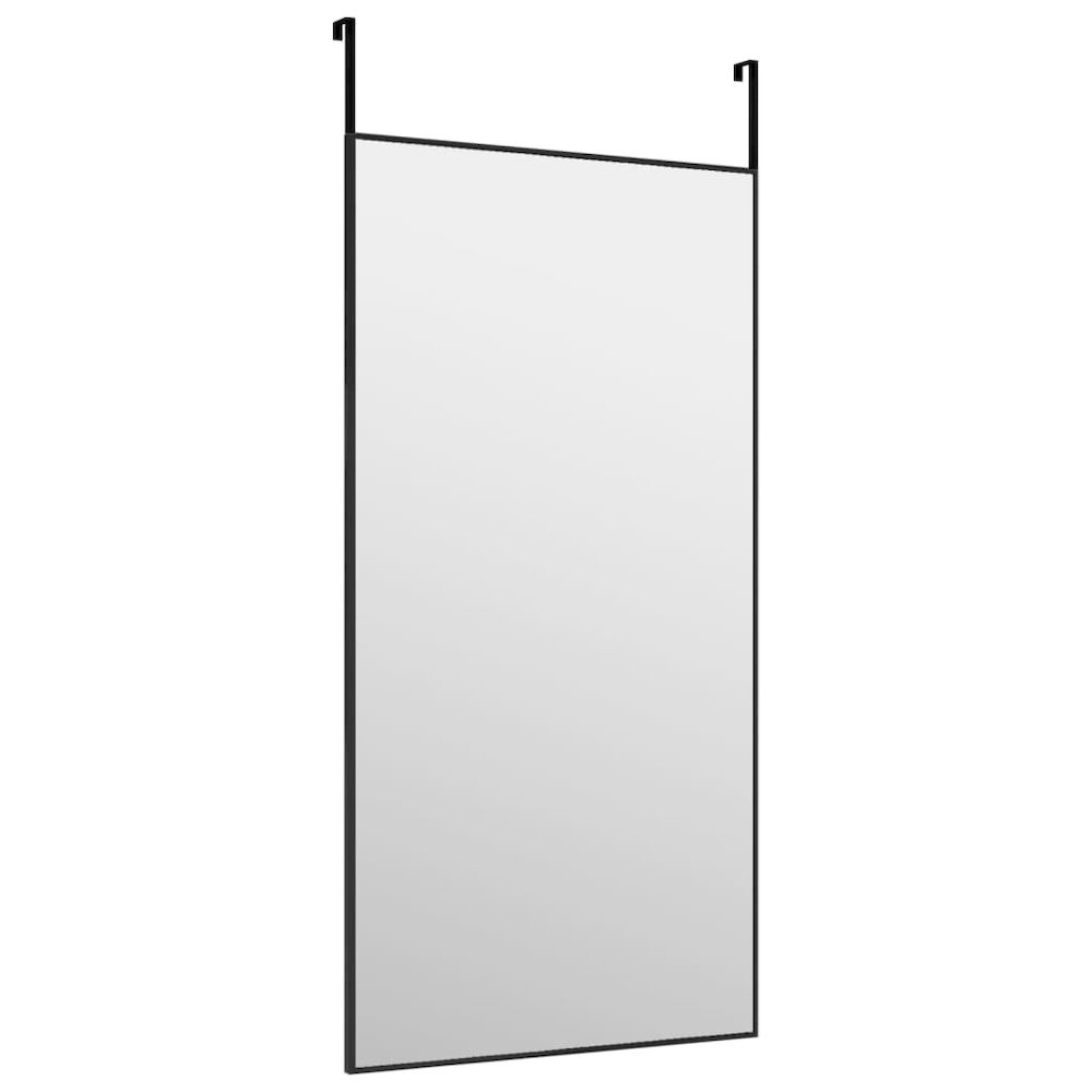 Door Mirror Black 15.7"x31.5" Glass and Aluminum