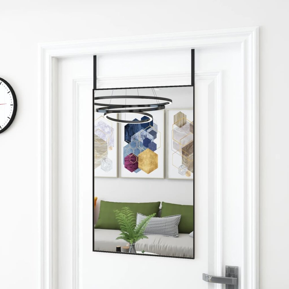 Door Mirror Black 19.7"x31.5" Glass and Aluminum