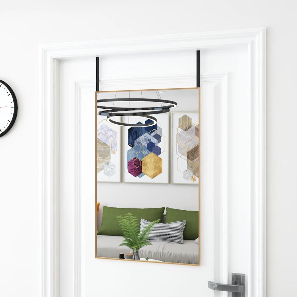 Door Mirror Gold 19.7"x31.5" Glass and Aluminum