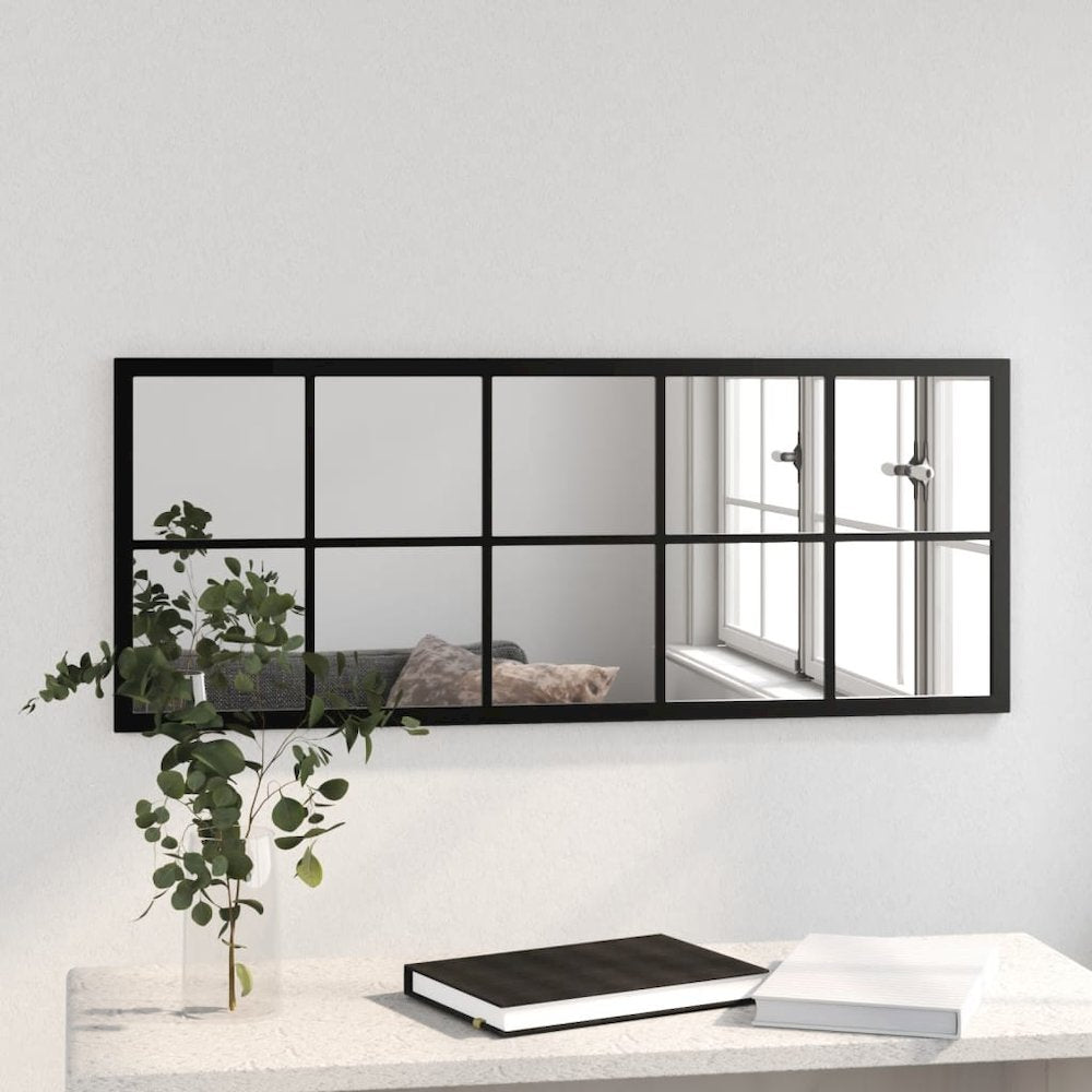 Wall Mirror Black 39.4"x15.7" Metal